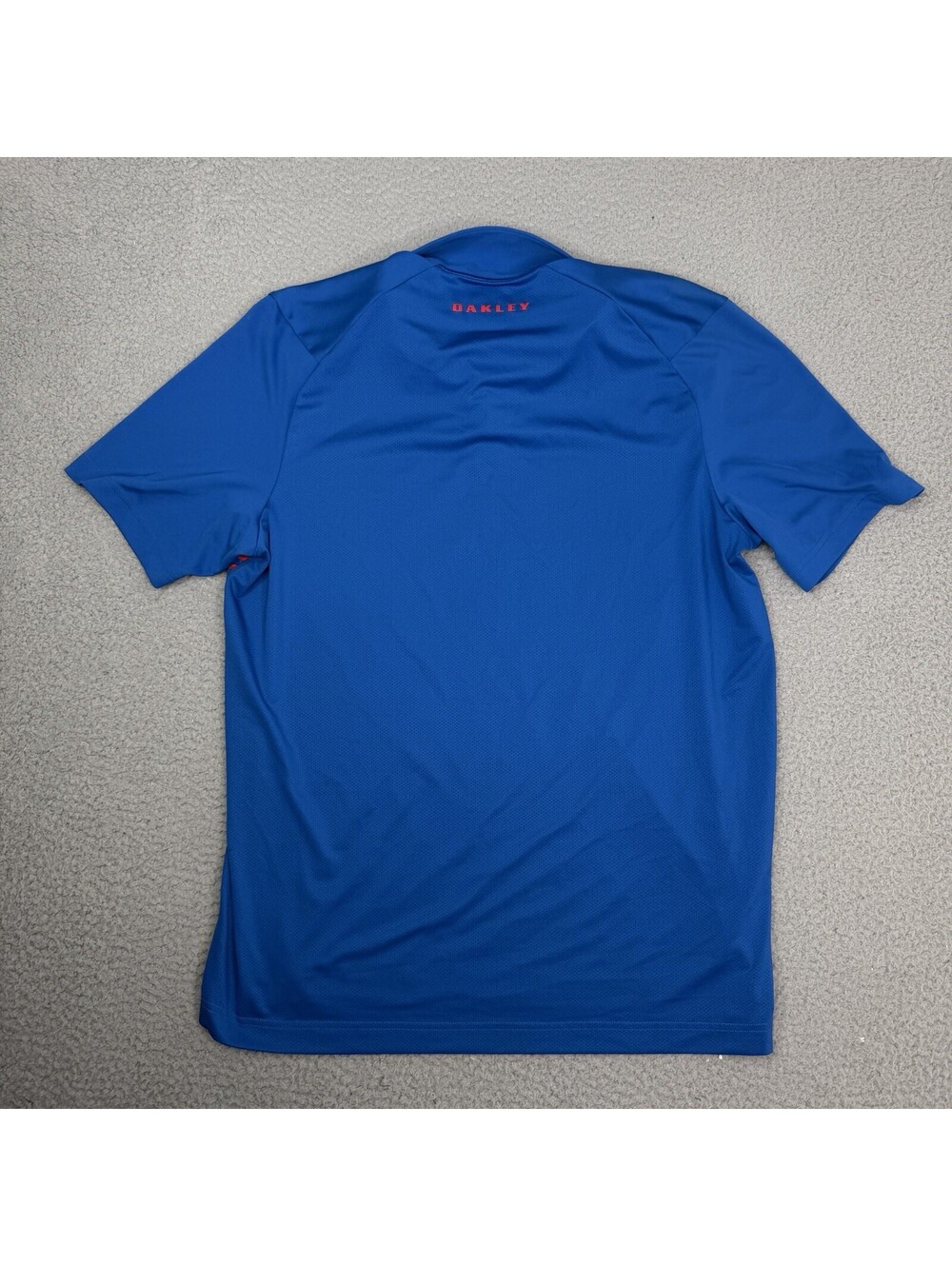 Oakley Mens Polo Shirt Large Regular Fit Blue Big Print Stretch Golf Top - Picture 5 of 9